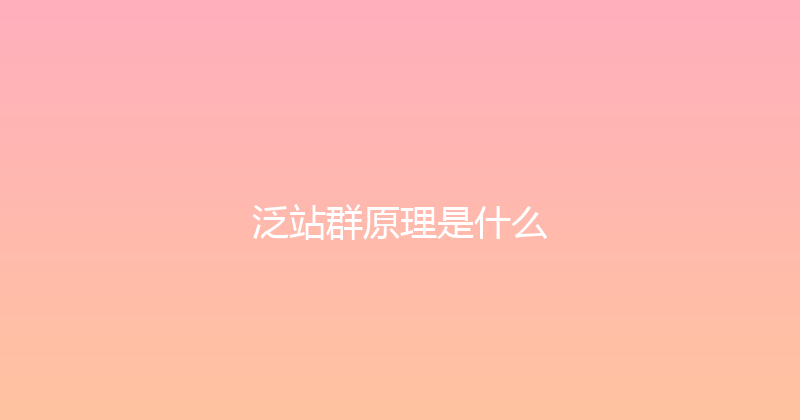 泛站群原理是什么 封面图