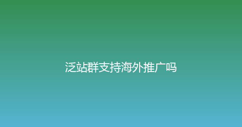 泛站群支持海外推广吗 封面图