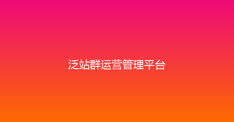 泛站群运营管理平台 封面图