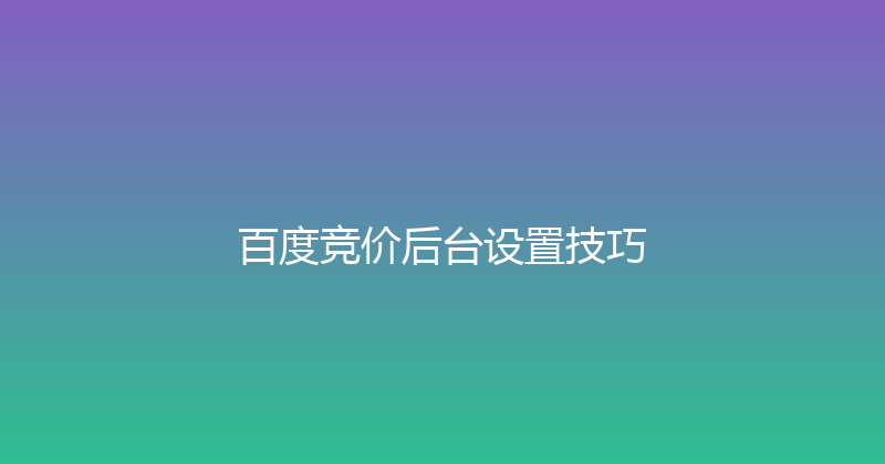 百度竞价后台设置技巧 封面图