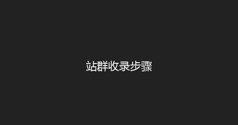 站群收录步骤 封面图