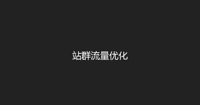 站群流量优化 封面图