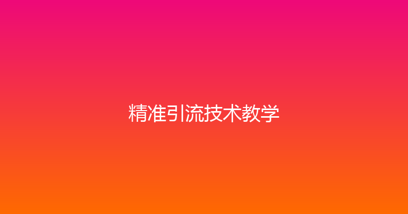 精准引流技术教学 封面图