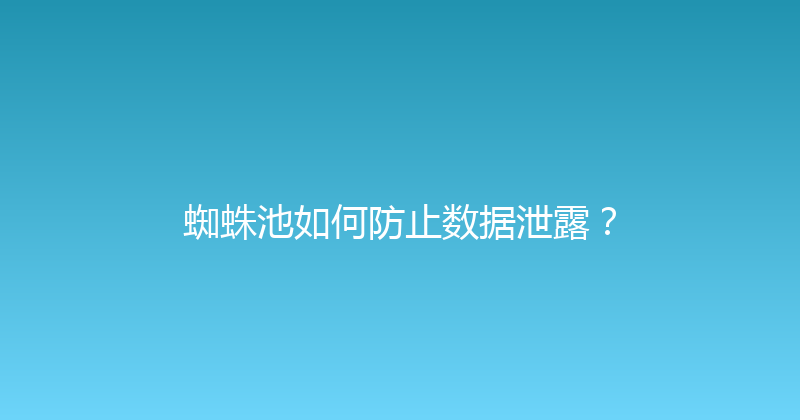 蜘蛛池如何防止数据泄露？ 封面图