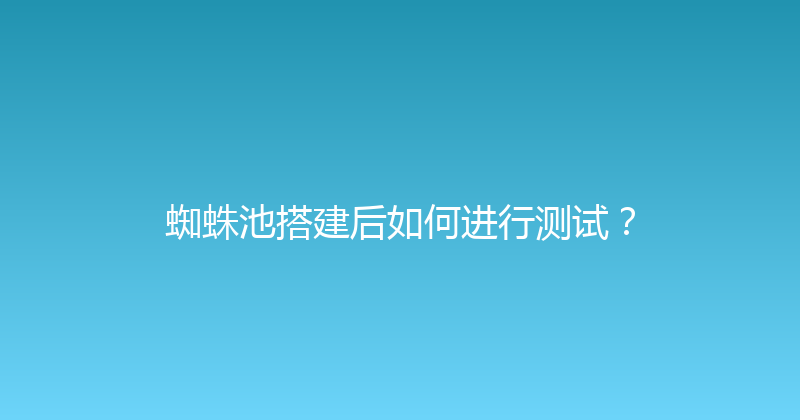 蜘蛛池搭建后如何进行测试？ 封面图