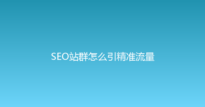 SEO站群怎么引精准流量 封面图